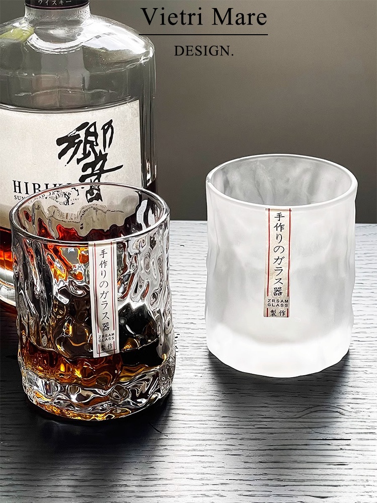 Wine In Beer Glass - 수제 베트남 유리컵 해머 패턴 위스키