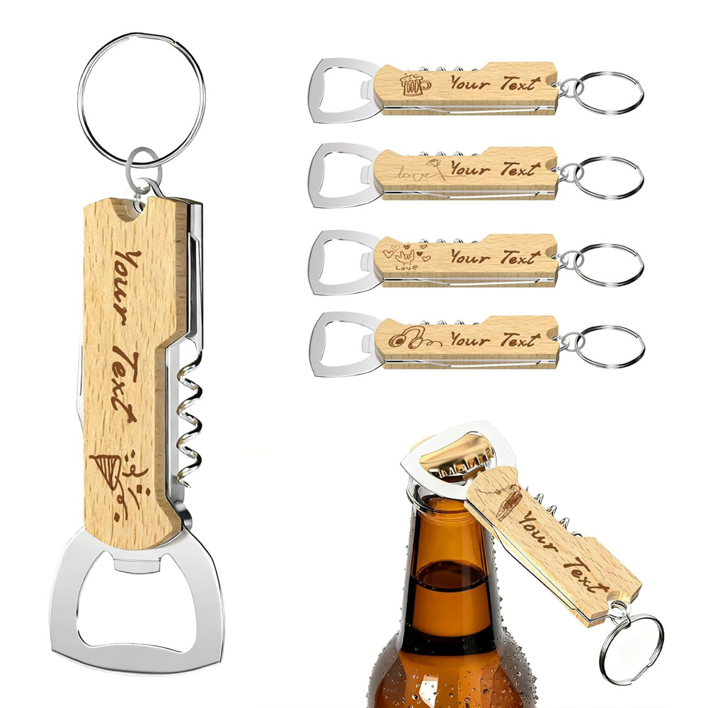 Beer Wine Hobby - 맞춤 각인 로고 병따개 열쇠고리, 결혼