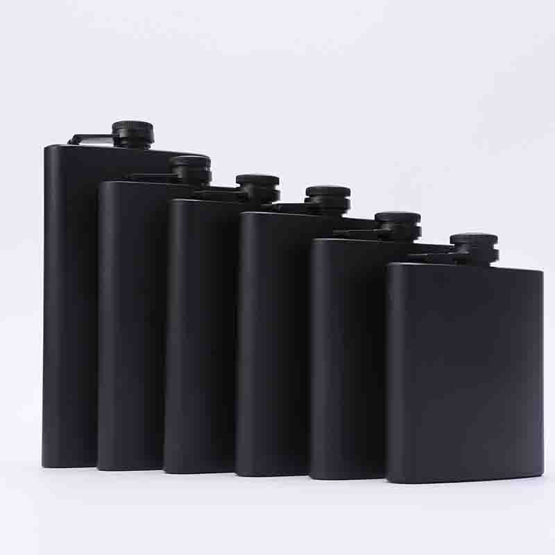Wine Beer And Spirits - 6/7/8/9/10/12oz 휴대용 304 SS Flagon 블랙