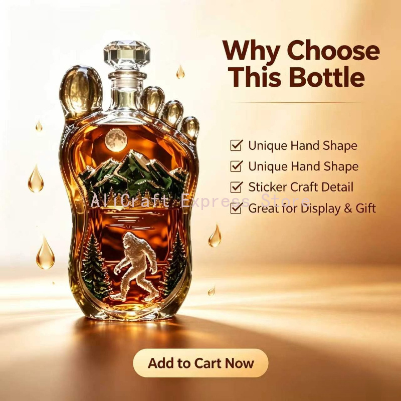 빅풋 발자국 위스키 디캔터, 야생 사스콰치 유리 주류병 - Wine Beer And Spirits 리뷰 및 가격