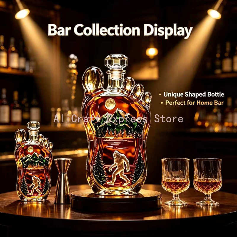 빅풋 발자국 위스키 디캔터, 야생 사스콰치 유리 주류병 - Wine Beer And Spirits 리뷰 및 가격