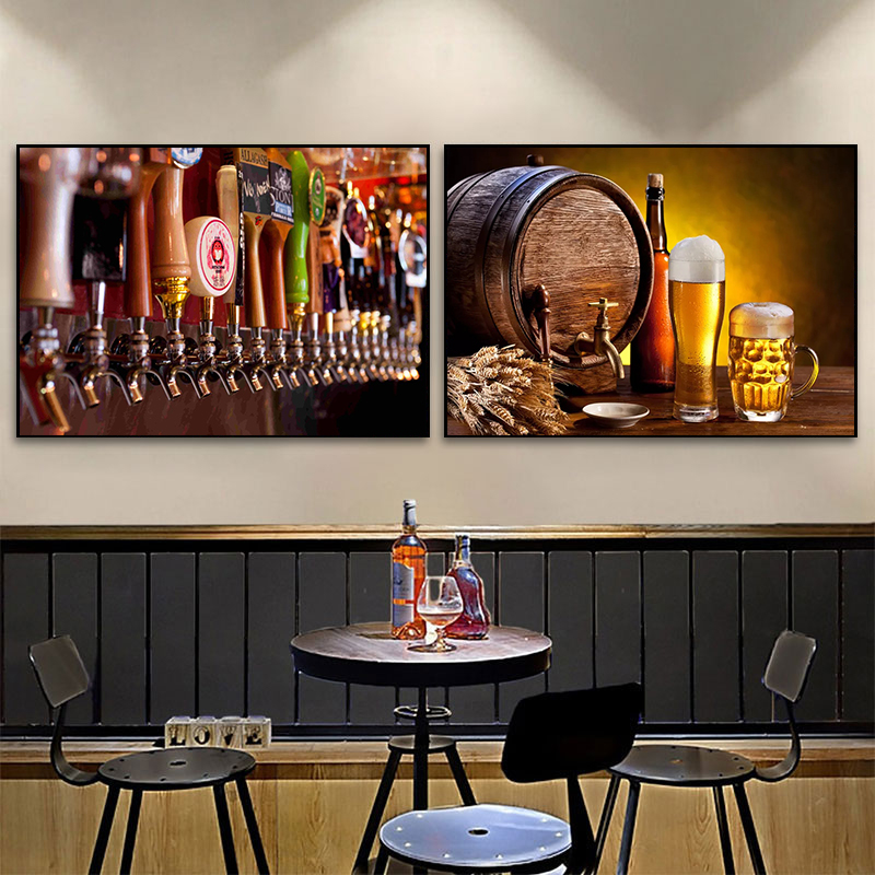 주방 바 레드 와인 포도 맥주 병 캔버스 그림 정물화  - Wine Beer Bar 리뷰 및 가격