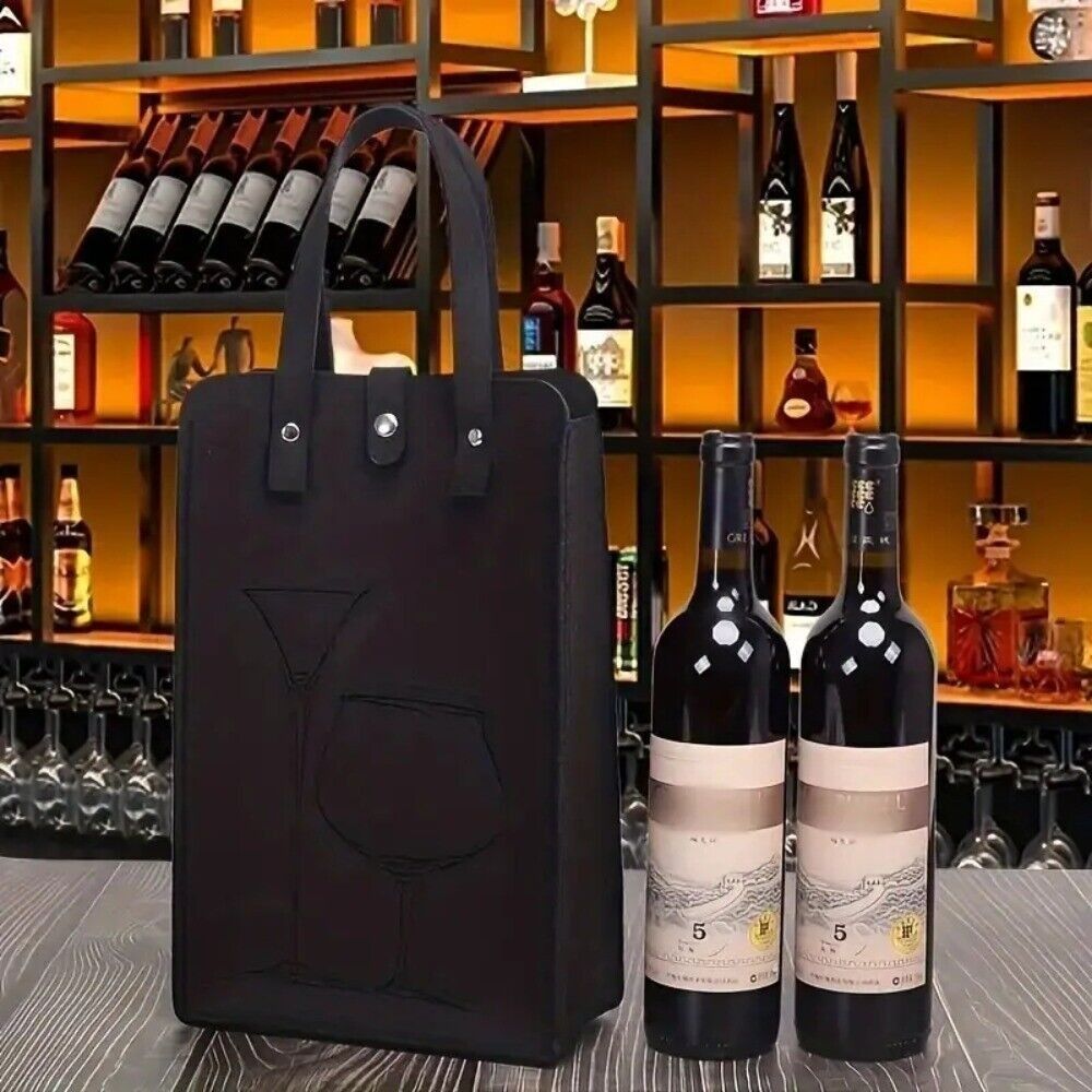 고급 펠트 레드 와인 가방, 이중 손잡이 와인 선물 보 - Wine & Beer Unlimited Spirits Photos 리뷰 및 가격