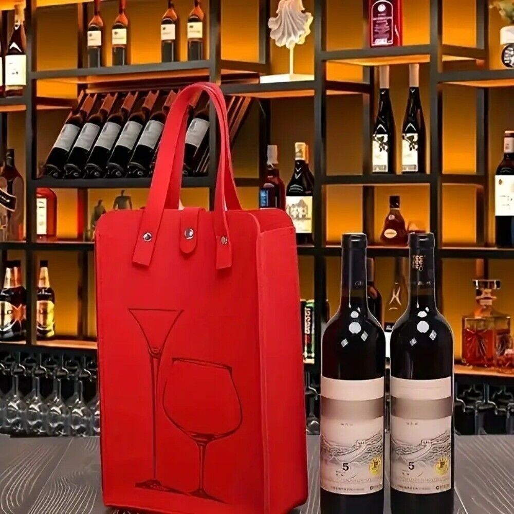 고급 펠트 레드 와인 가방, 이중 손잡이 와인 선물 보 - Wine & Beer Unlimited Spirits Photos 리뷰 및 가격