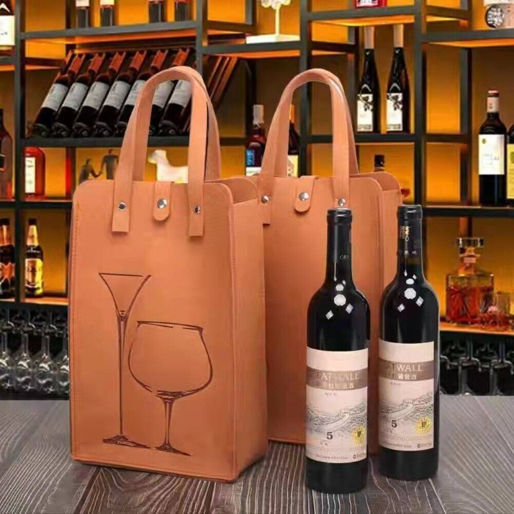 고급 펠트 레드 와인 가방, 이중 손잡이 와인 선물 보 - Wine & Beer Unlimited Spirits Photos 리뷰 및 가격