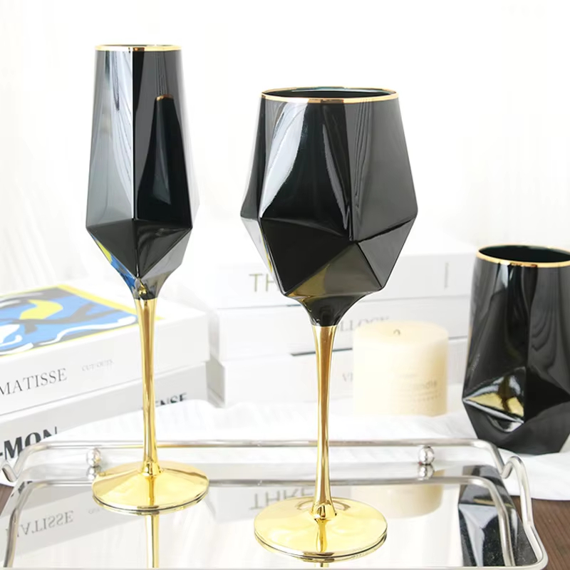 순수 블랙 크리스탈 골든 에지 와인 잔, 럭셔리 불규칙 - Wine In Beer Glass 리뷰 및 가격