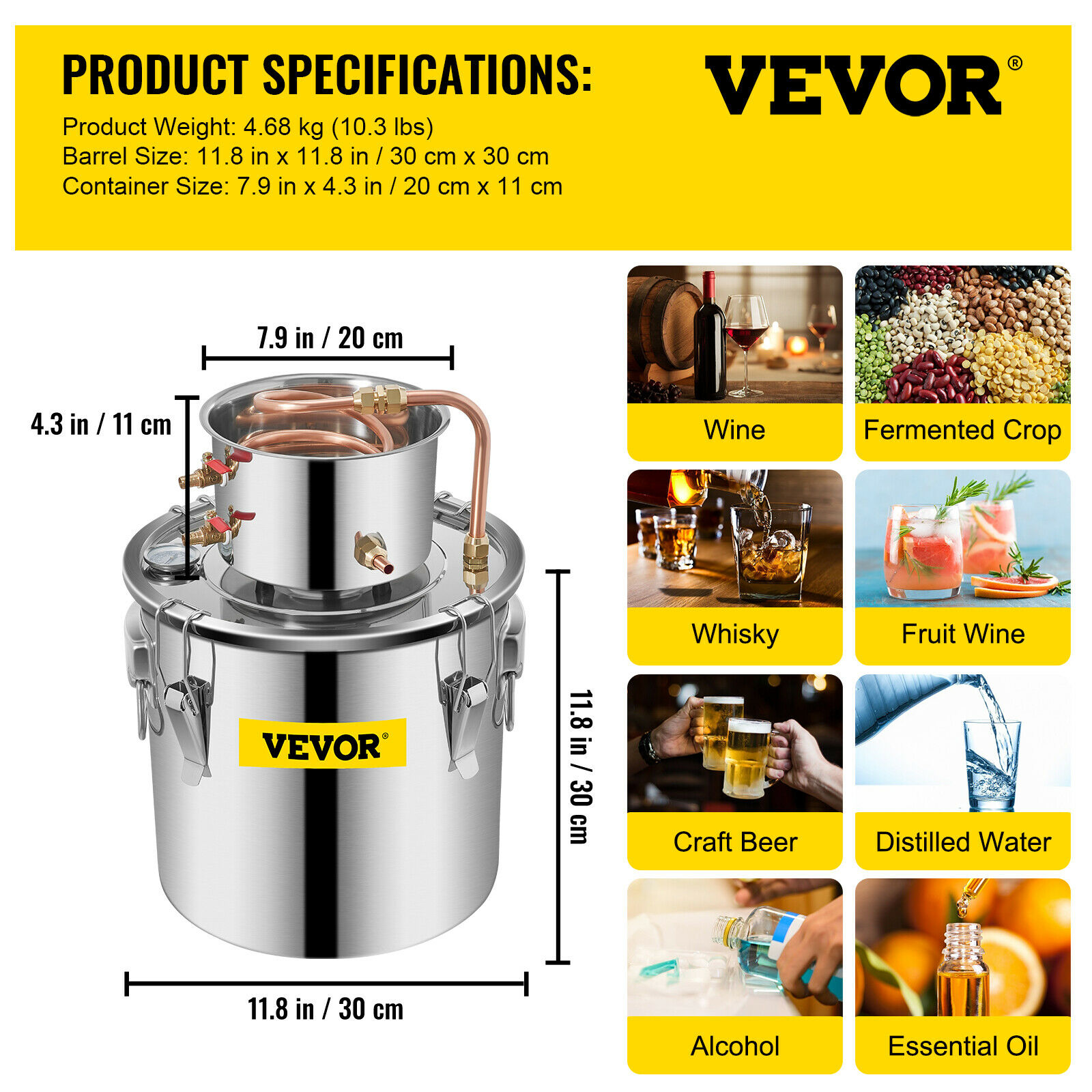 SIHAO 증류기 알람빅 문샤인 5갤런(21리터) 알코 - Wine Beer Distillation 리뷰 및 가격